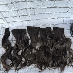 New 6 Pc Clip in Hair Extensions 20" Dark Brown Long Wavy Synthetic Hairpieces